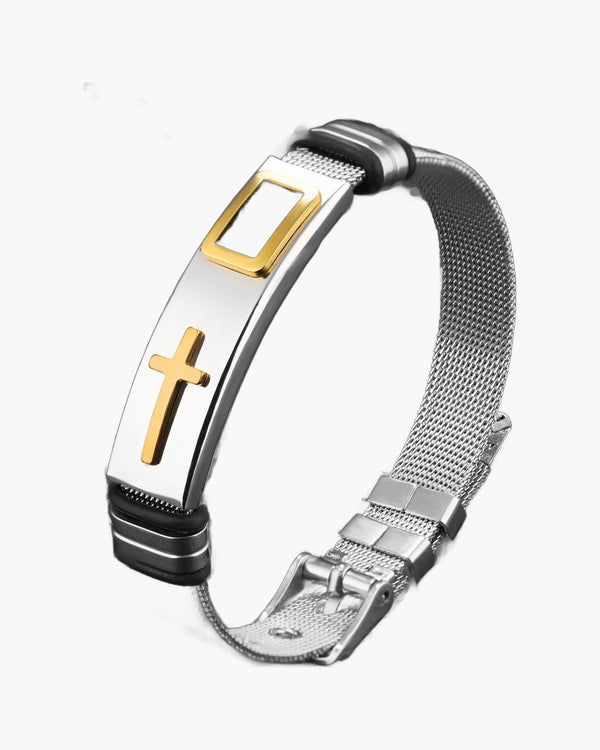 The Shadowed Cross Stainless Steel Cross Bracelet for Men view 5
