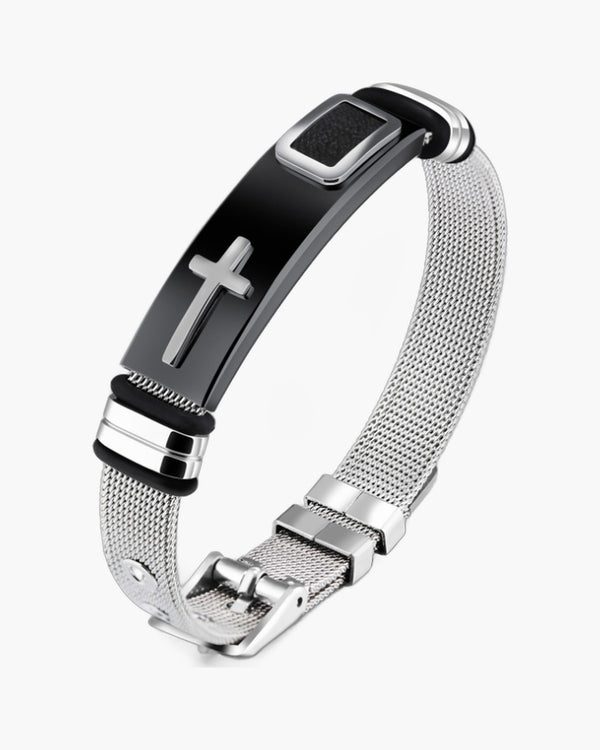 The Shadowed Cross Stainless Steel Cross Bracelet for Men view 2