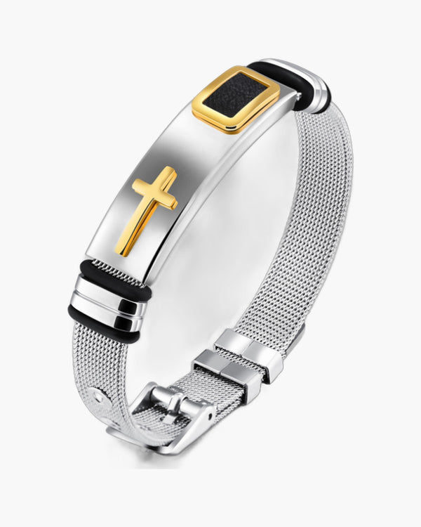 The Shadowed Cross Stainless Steel Cross Bracelet for Men view 6