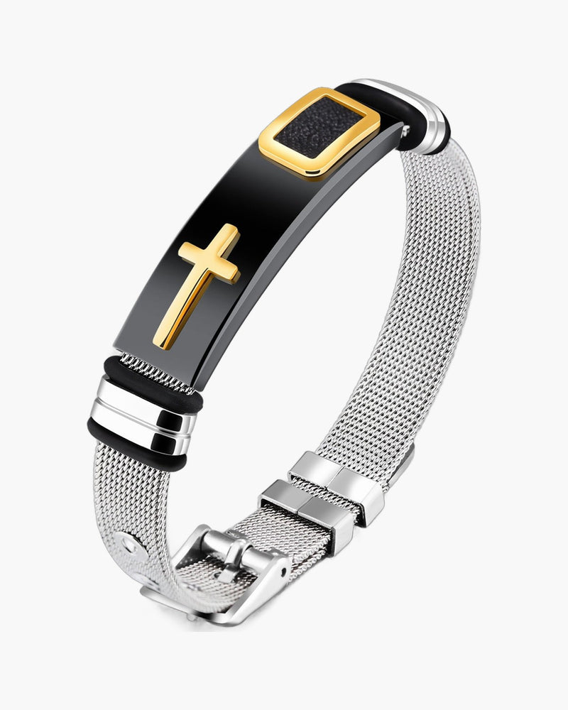 The Shadowed Cross Stainless Steel Cross Bracelet for Men view 3