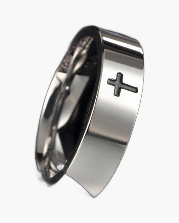 The Steadfast Band Stainless Steel Cross Ring view 4