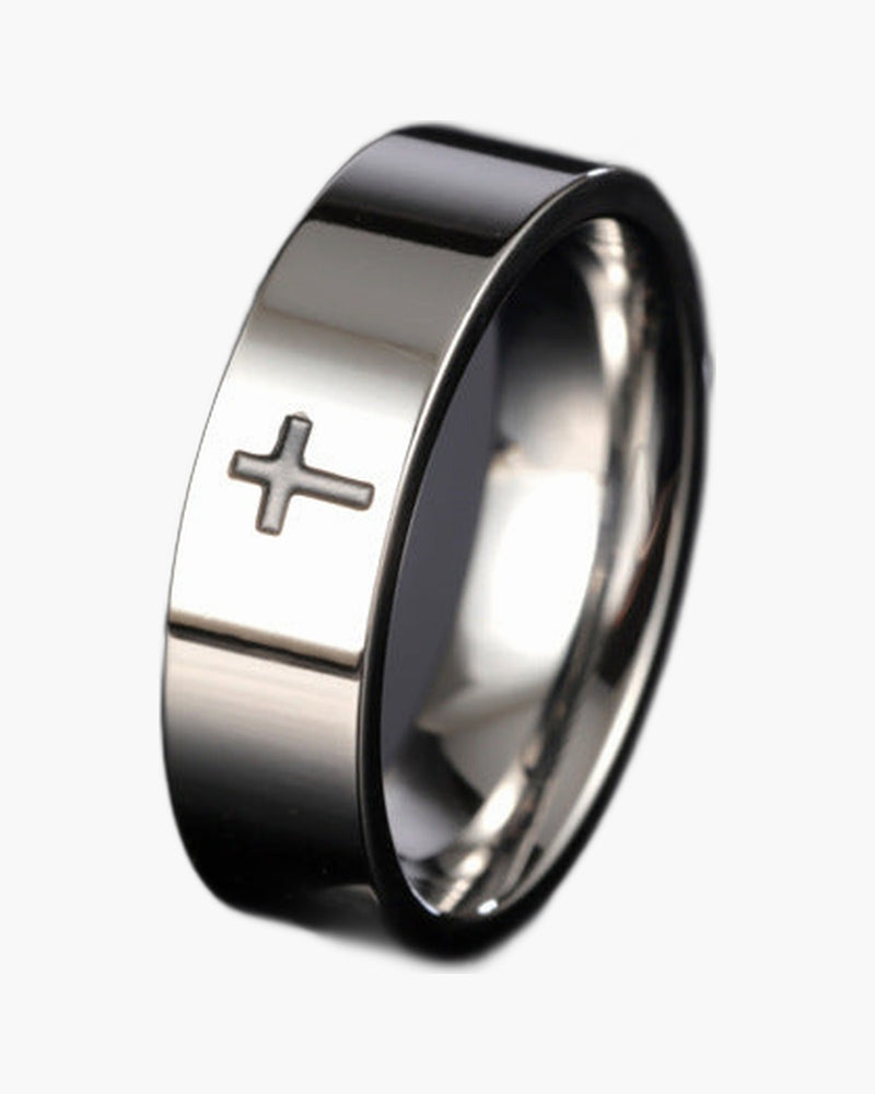 The Steadfast Band Stainless Steel Cross Ring view 2