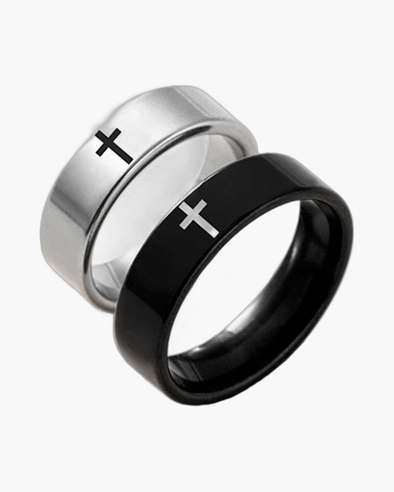 The Steadfast Bond Stainless Steel Cross Couple Rings view 2