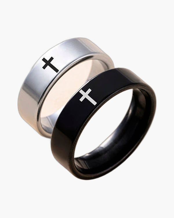 The Steadfast Bond Stainless Steel Cross Couple Rings view 4