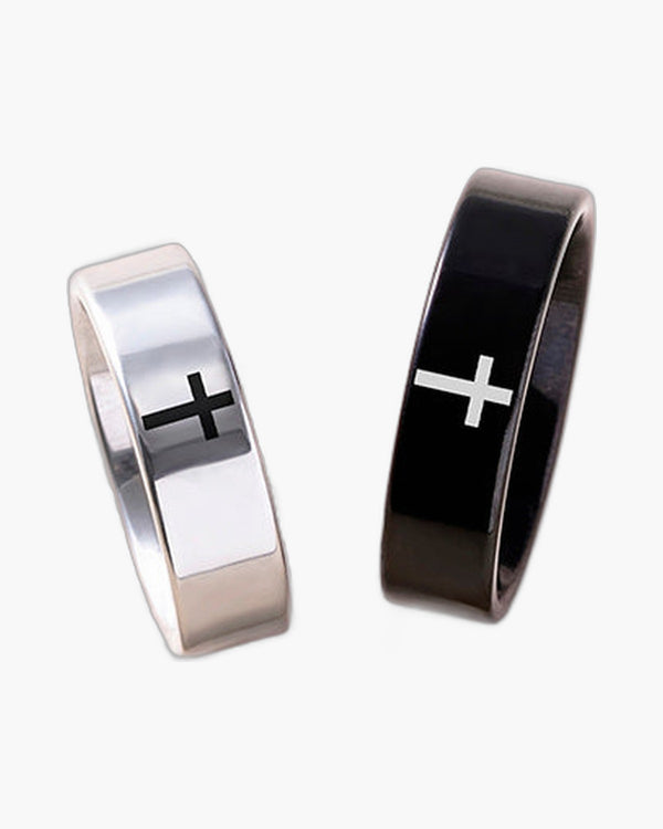 The Steadfast Bond Stainless Steel Cross Couple Rings