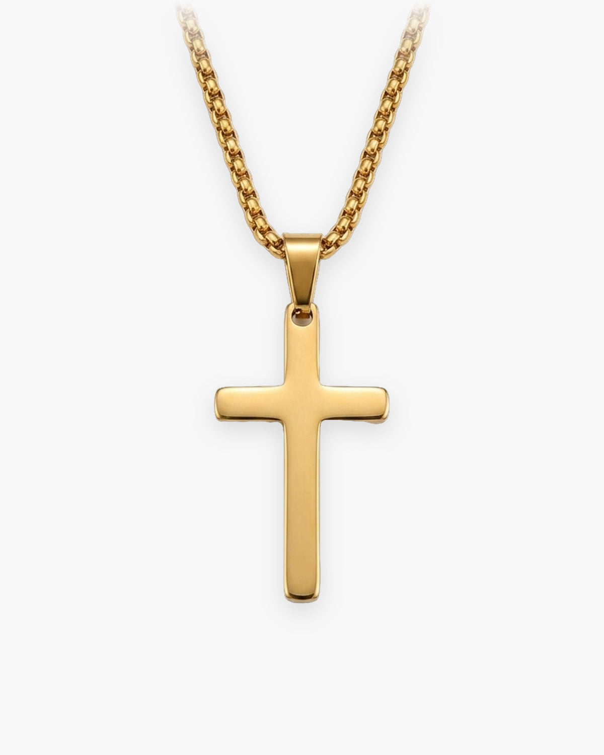 The Steadfast Cross, gold / single chain, front view [c:gold]