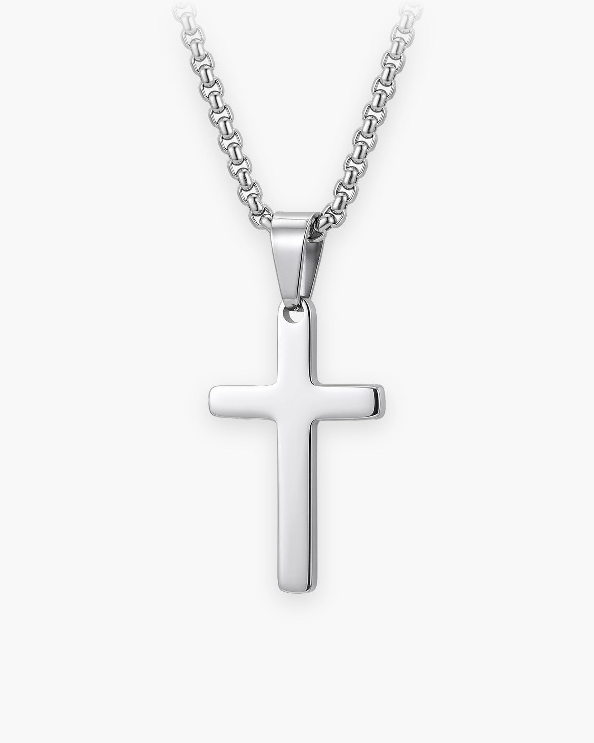 The Steadfast Cross, silver / single chain, front view [c:silver]