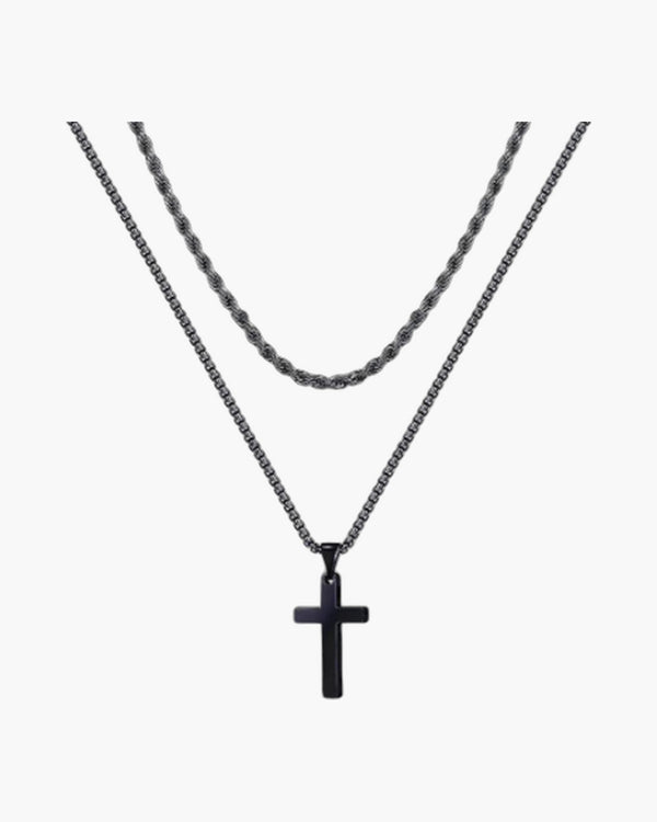 The Steadfast Cross Stainless Steel Layered Cross Necklace view 5
