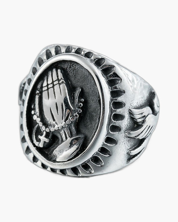 The Steadfast Prayer Stainless Steel Praying Hands Ring view 4
