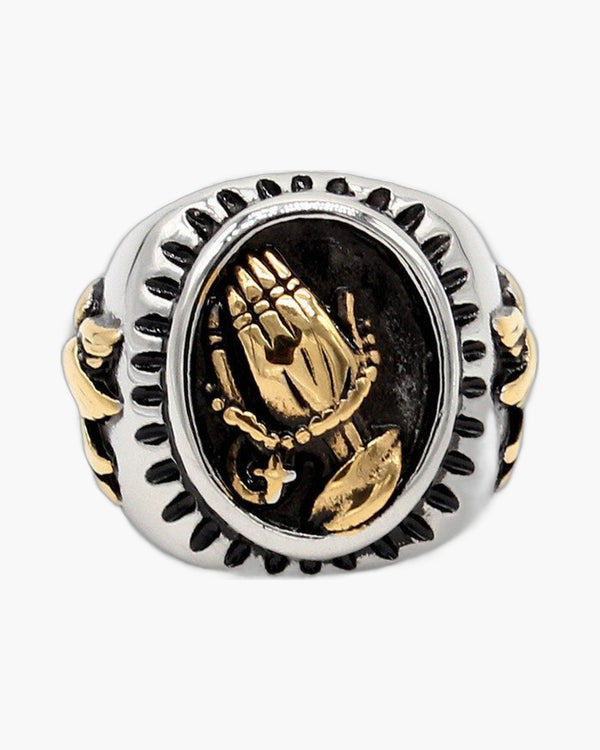 The Steadfast Prayer Stainless Steel Praying Hands Ring