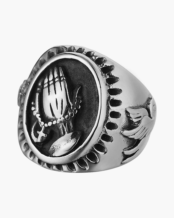 The Steadfast Prayer Stainless Steel Praying Hands Ring view 2