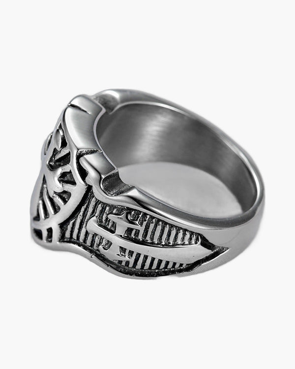 The Steadfast Shield Men's Stainless Steel Templar Ring view 2