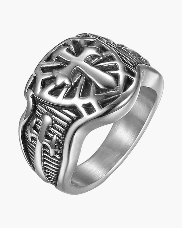The Steadfast Shield Men's Stainless Steel Templar Ring view 3