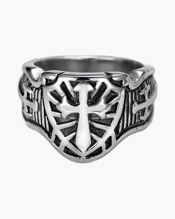The Steadfast Shield Men's Stainless Steel Templar Ring