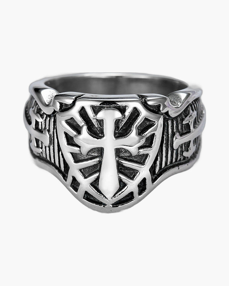 The Steadfast Shield Men's Stainless Steel Templar Ring