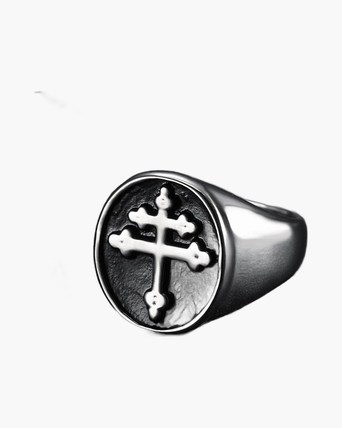 The Steadfast Signet Unisex Lorraine Cross Stainless Steel Ring view 5