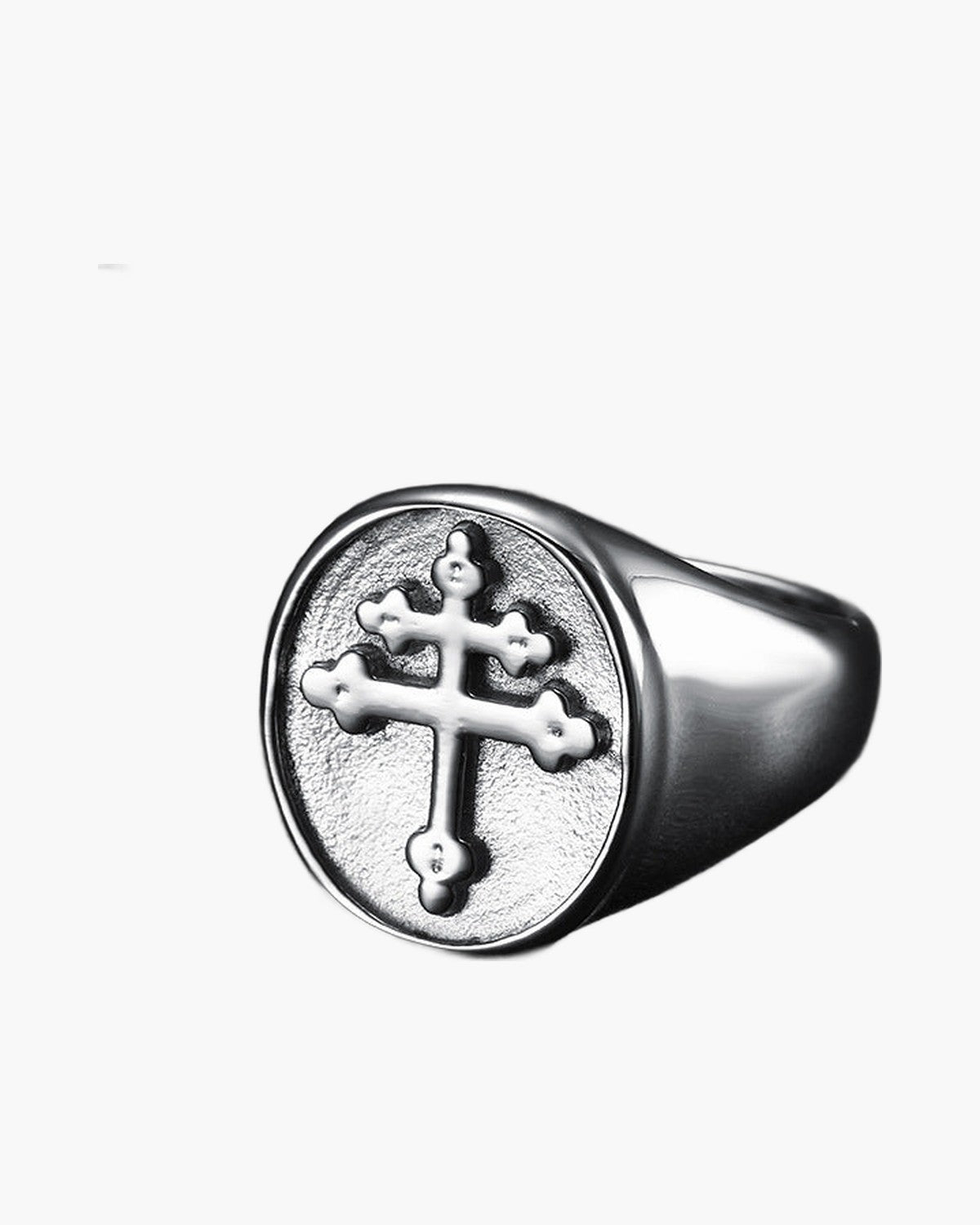 The Steadfast Signet Unisex Lorraine Cross Stainless Steel Ring view 2