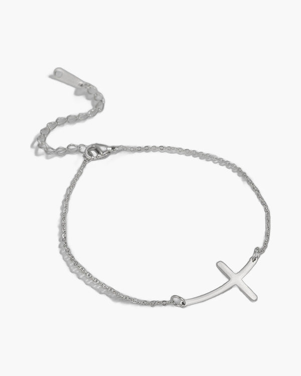 The Subtle Cross Stainless Steel Sideways Cross Bracelet view 5