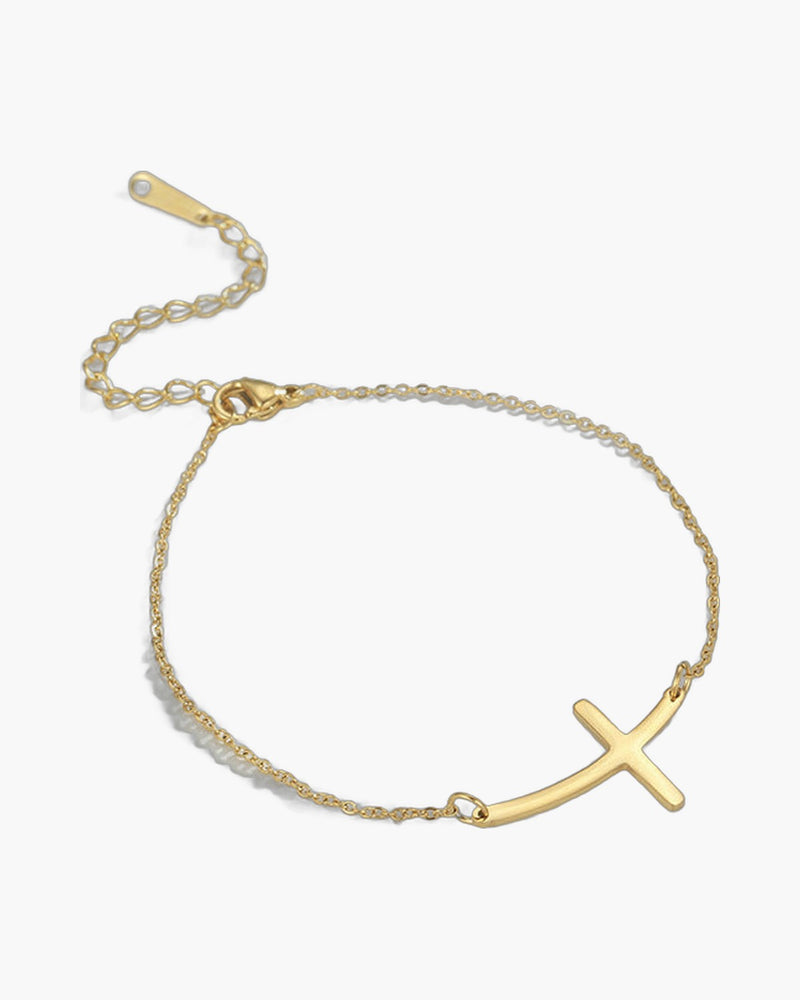 The Subtle Cross Stainless Steel Sideways Cross Bracelet view 4