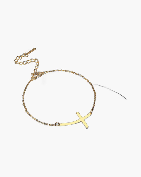 The Subtle Cross Stainless Steel Sideways Cross Bracelet
