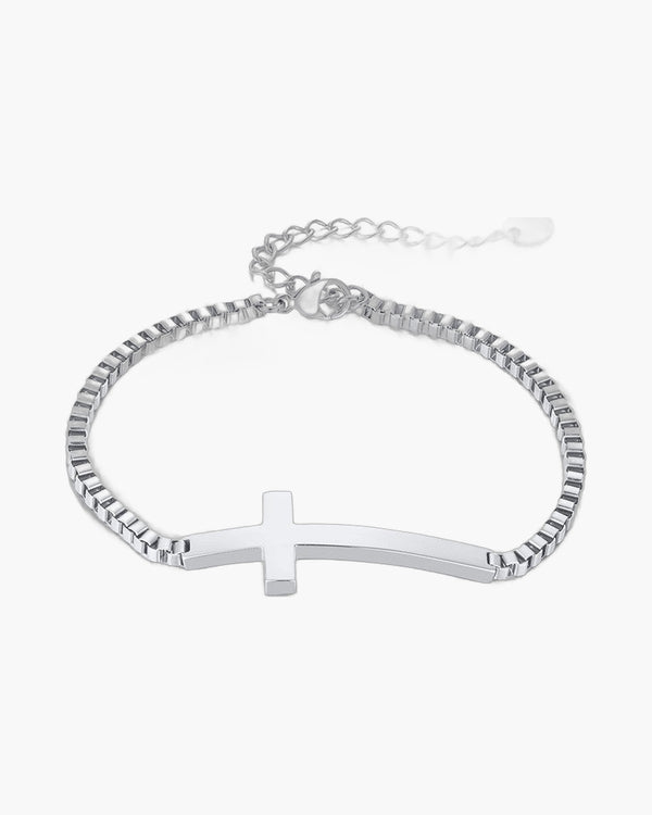 The Subtle Journey Stainless Steel Sideways Cross Bracelet view 4