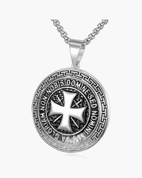 The Templar's Motto Stainless Steel Templar Cross Necklace view 7