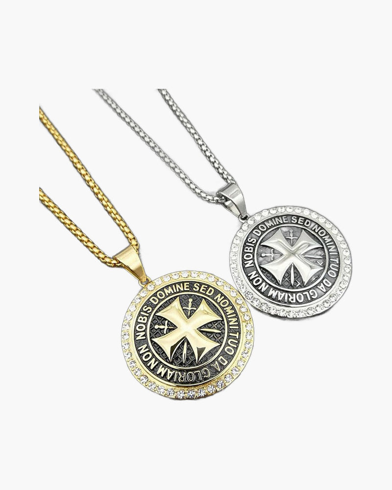 The Templar's Motto Stainless Steel Templar Cross Necklace view 2