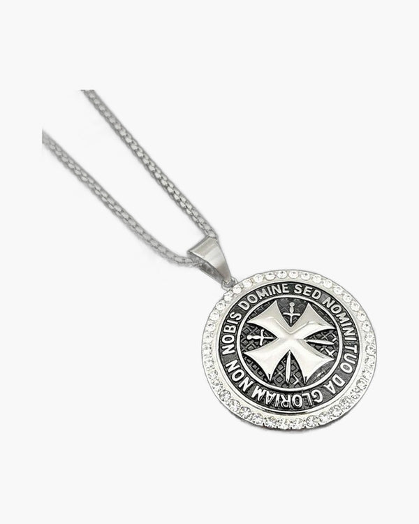 The Templar's Motto Stainless Steel Templar Cross Necklace view 3