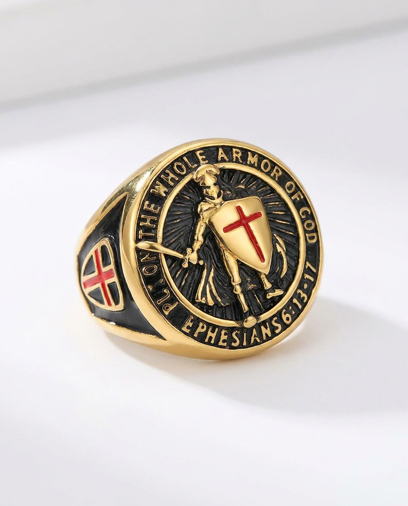 The Templar's Resolve - gold variant - unisex ring by Bennett & Cross