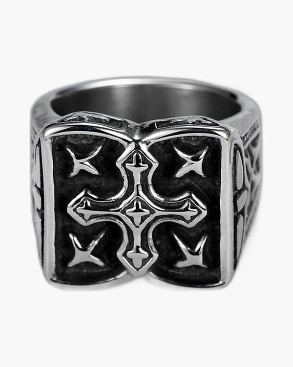 The Templar Signet Stainless Steel Vintage Cross Ring