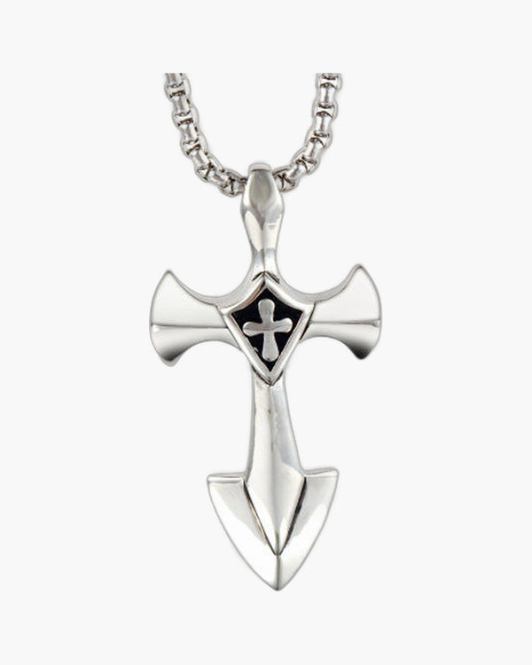 The Valiant Cross Men's Stainless Steel Cross Pendant view 3