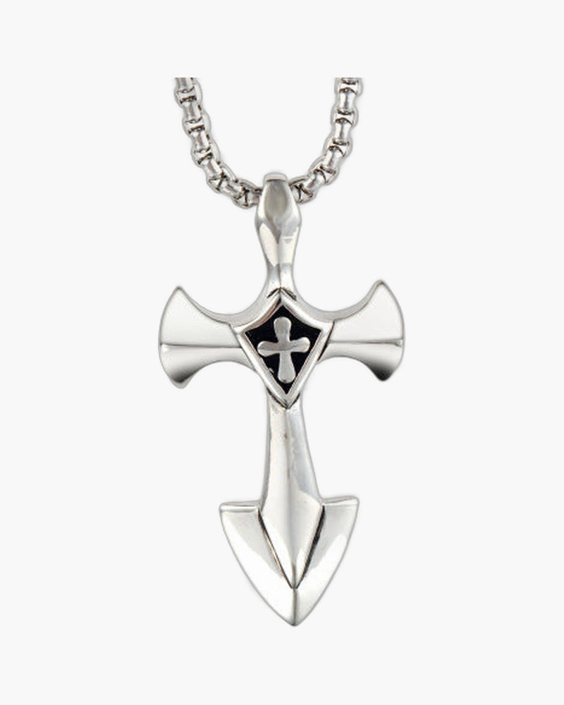 The Valiant Cross Men's Stainless Steel Cross Pendant view 3
