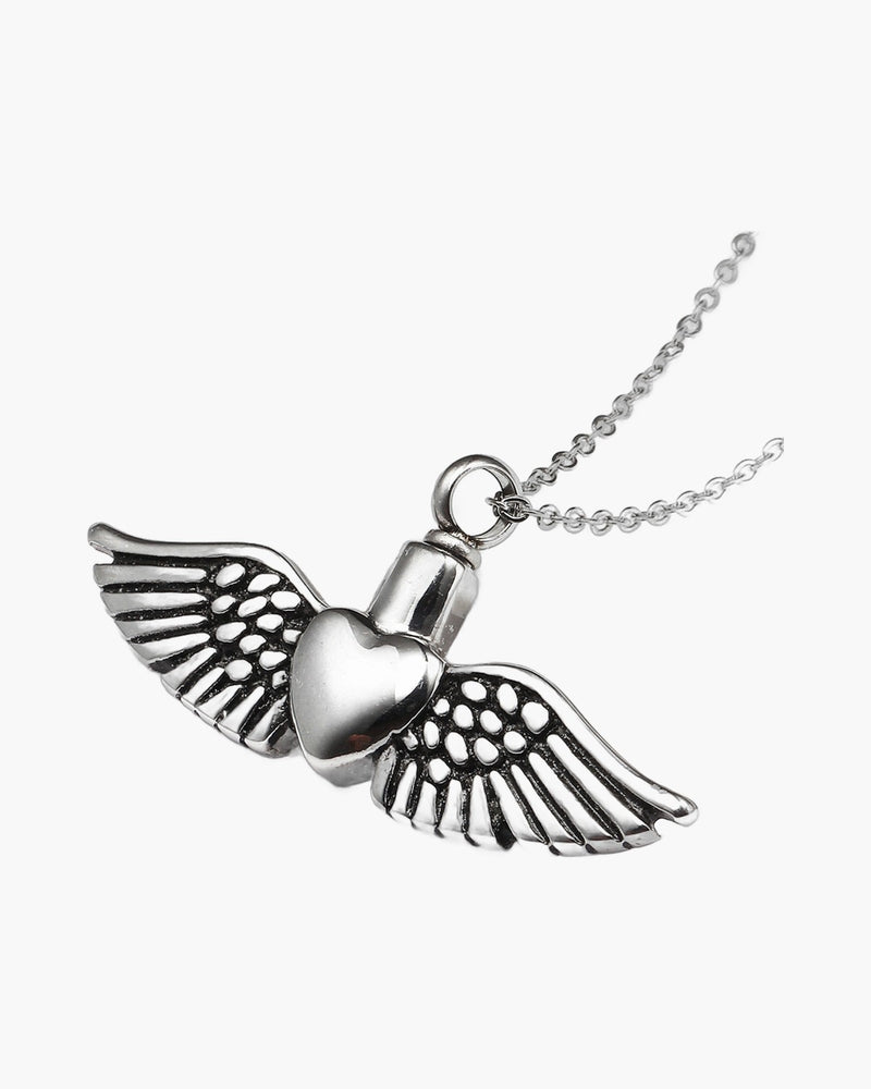 The Winged Heart Stainless Steel Angel Wing Heart Necklace view 5