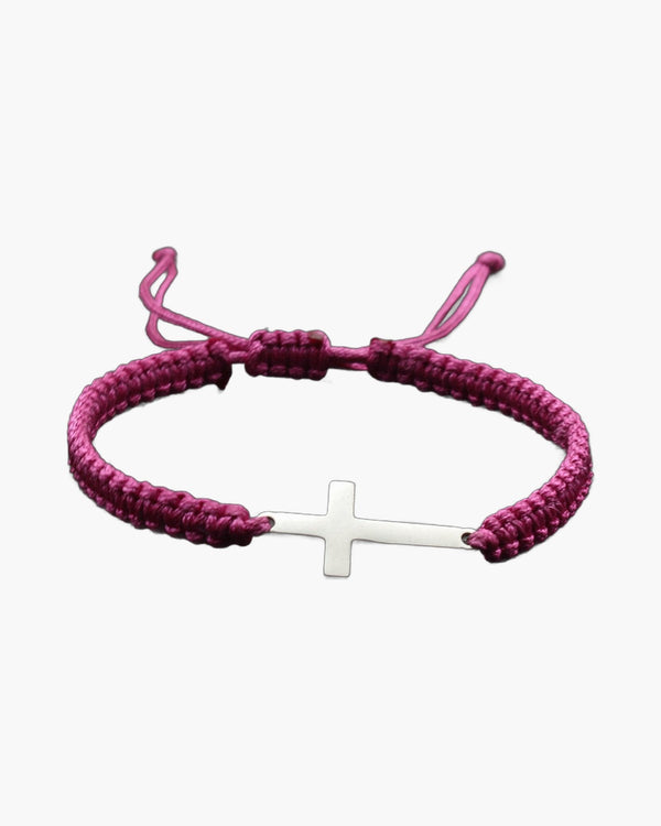 The Woven Devotion Stainless Steel Cross Cord Bracelet