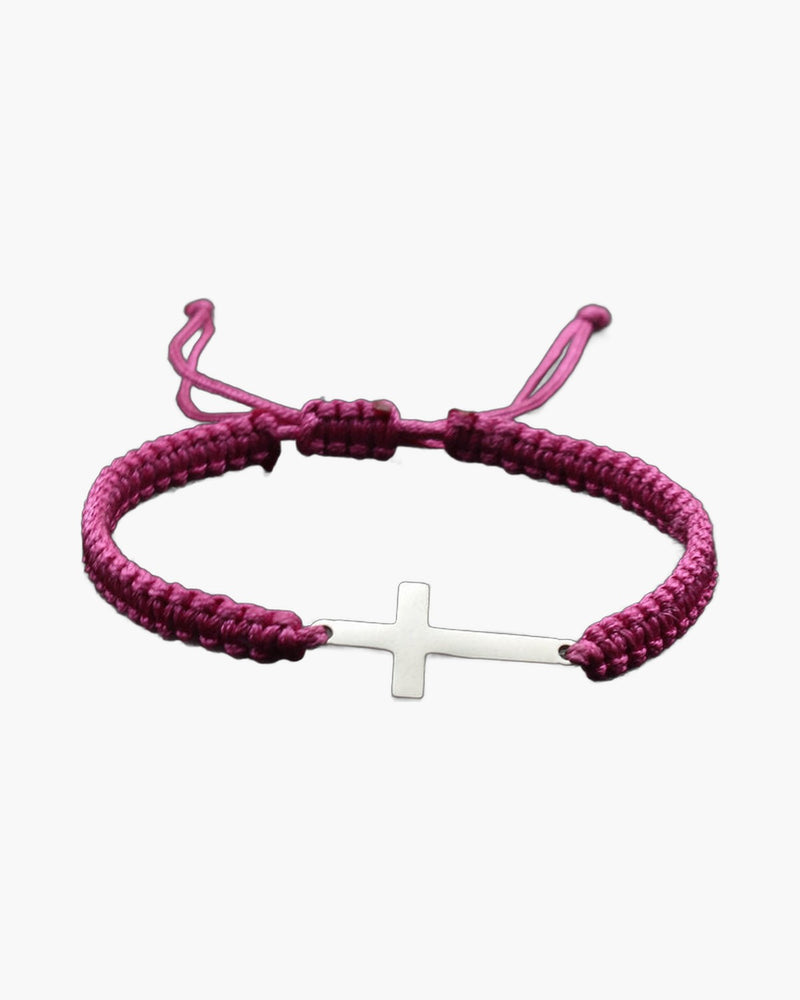 The Woven Devotion Stainless Steel Cross Cord Bracelet