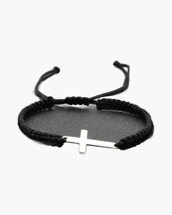 The Woven Devotion Stainless Steel Cross Cord Bracelet view 14