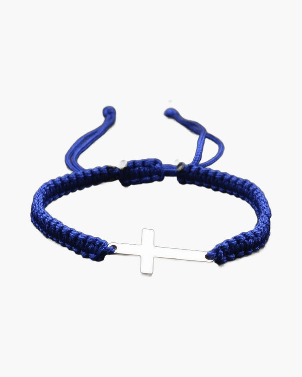 The Woven Devotion Stainless Steel Cross Cord Bracelet view 2
