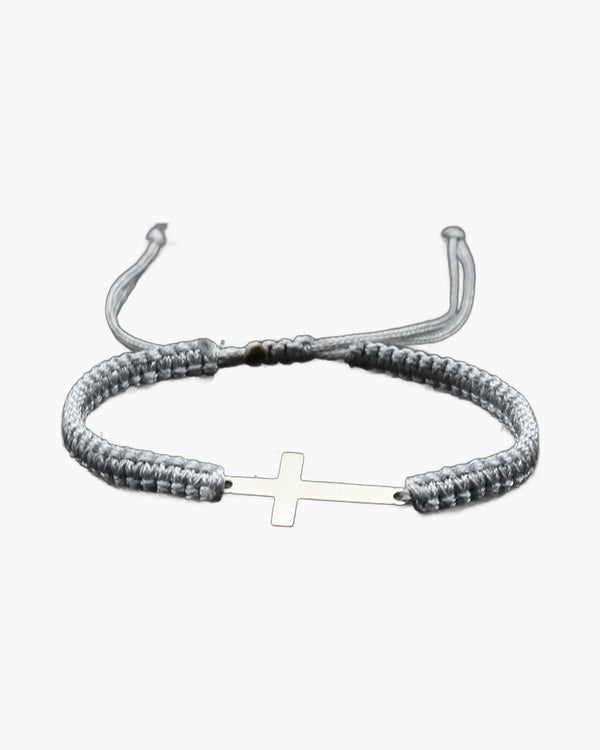 The Woven Devotion Stainless Steel Cross Cord Bracelet view 3