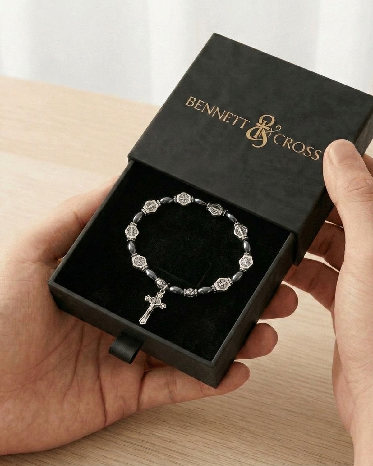 The Wrist Decade in its Bennett & Cross gift box [c:saint-benedict-shield]